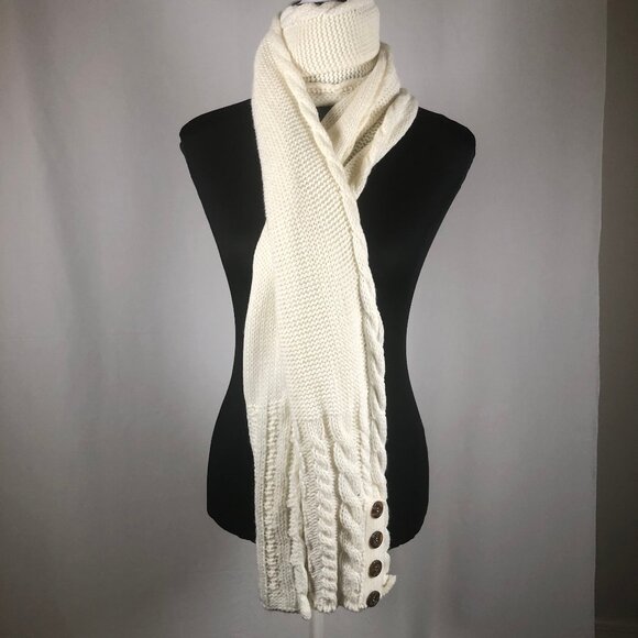 Aimee Lynn Ivory Button-Hem Knit Scarf — One Size — RN 95304 - Picture 8 of 16
